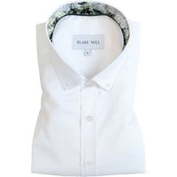 White with Thunderstorm Accents Button-Down Shirt, L