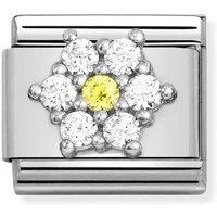 White + Yellow Crystal Flower Charm