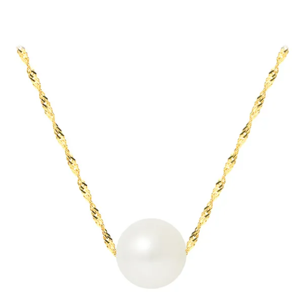 White/ Yellow Gold Real Cultured Freshwater Pearl Necklace