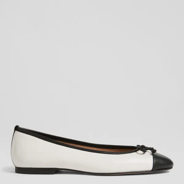 White/Black Kara Leather Ballet Flats - Multi