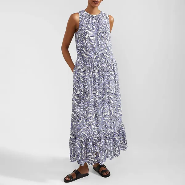 White/Blue Harper Peplum Dress