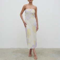 White/Pastel Purple Heather Bandeau Midaxi Dress ulti