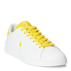 White/Yellow Heritage Court Leather Trainers
