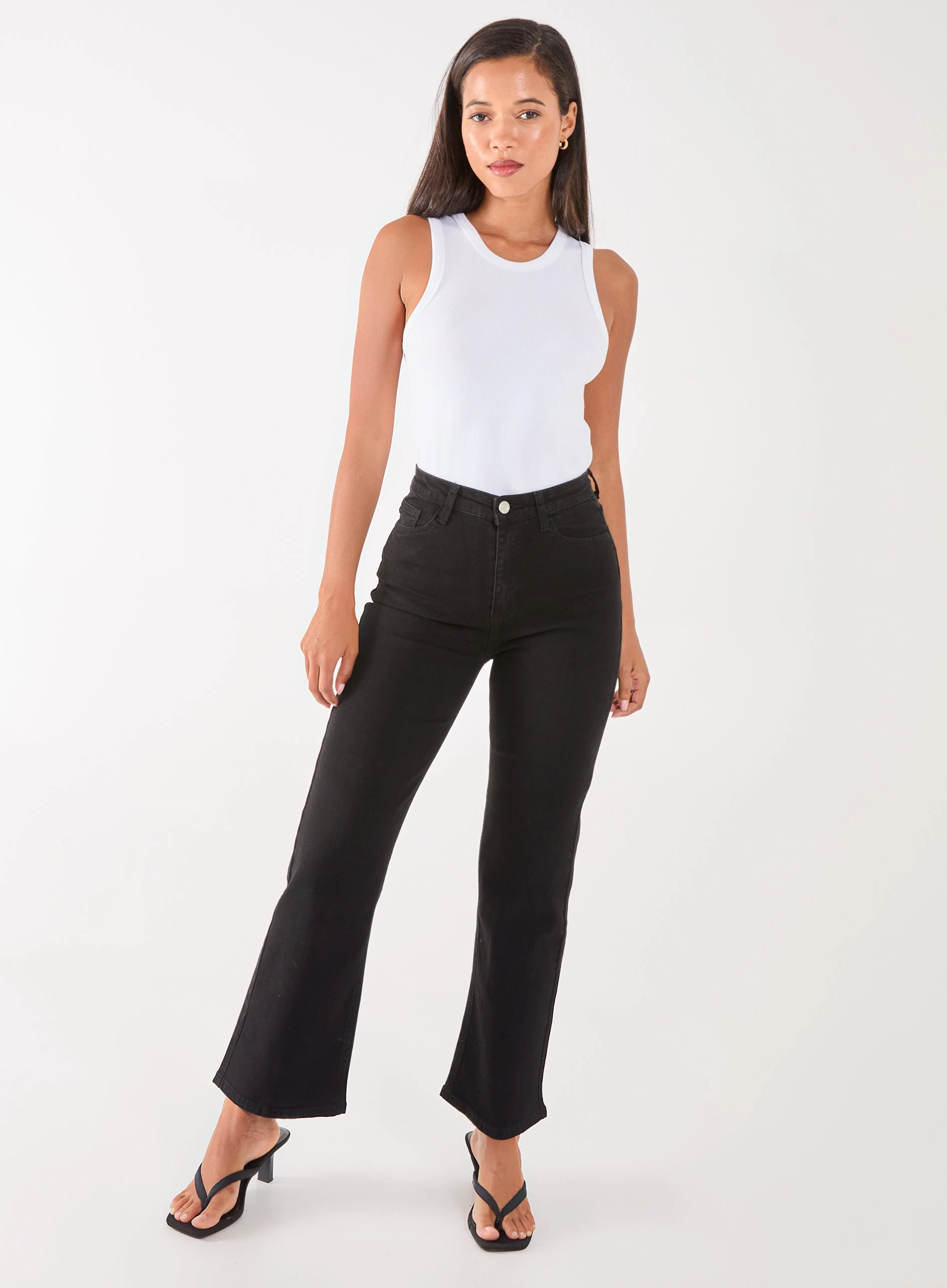 Wide Leg Jeans  - 8  - Black