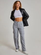 Wide Leg Pocket Cargo Pants  - 12  - Grey