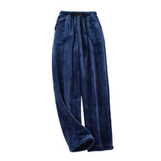 Wide Leg Velvet Women's Pyjama Bottoms, Autumn and Winter Flannel Trousers with Wide Mouth, Large Size, Loose, Warm, Thick, Coral Fleece, Home Pyjamas, Jeggings, Men's, Women's, Plus Velour Velvet
