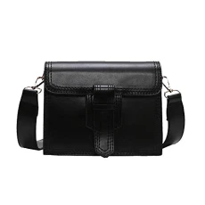 Wide Shoulder Strap Women's One-Shoulder Small Square Bags Retro Messenger Bag Black