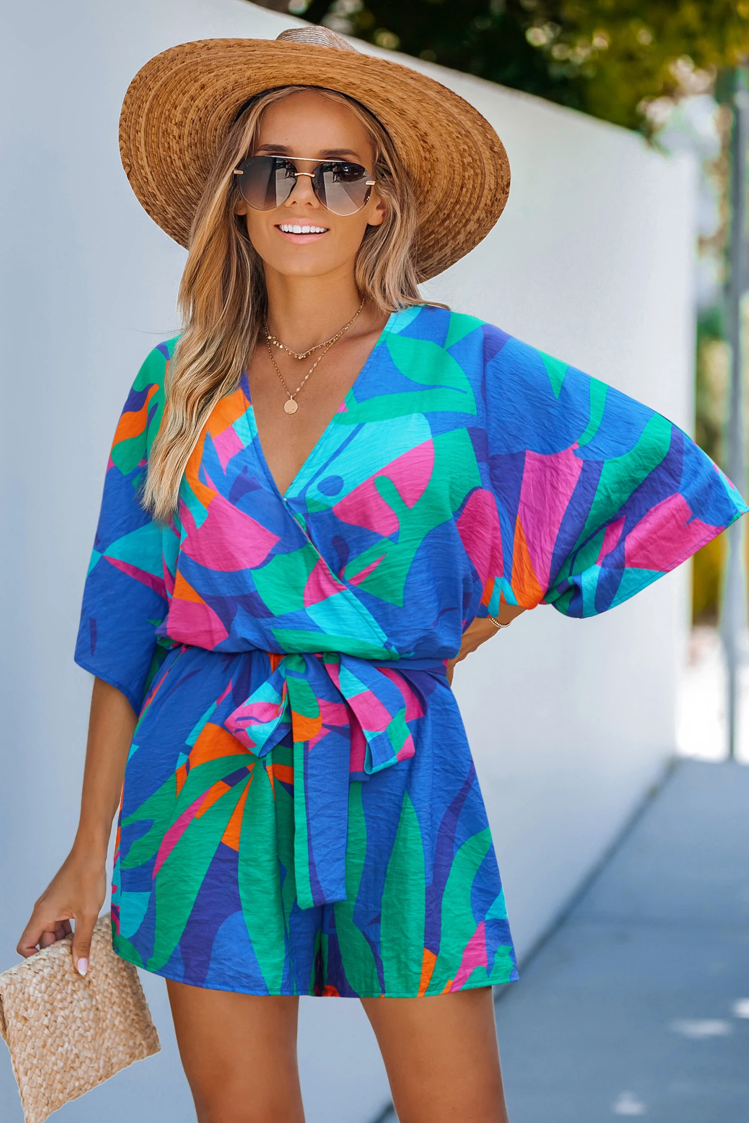 Wild Zephyr Tropical Romper - Blue