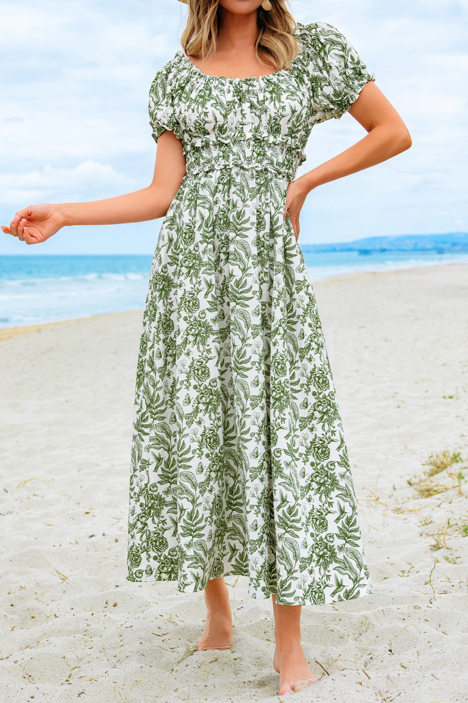 Wildflower Cottage Floral Maxi Dress - Green