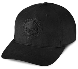 Willie G® Skull Logo Cap Baseball Cap Biker Cap Motorcycle Baseball Cap Cap Hat with Stretch Band, L Willie G® Skull Logo Cap Baseball Cap Biker Cap Motorcycle Baseball Cap Cap Hat with Stretch Band, L