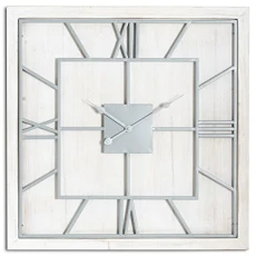 Williston White Square Wall Clock, Mixed, 60 x 5 x 3.64 cm