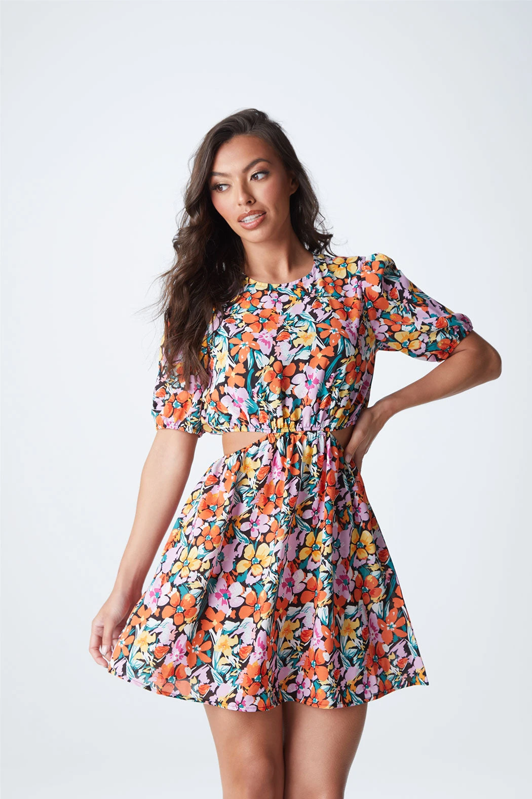 Willow Floral Cut Out Mini Dress Pink /