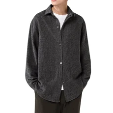 Winter Corduroy Jacket Men's Fashion Cord Solid Cardigan Leisure Large Shirt Jacket Autumn Jackets For Men Short Coat Winter Jacket Business Leisure Shirt Jacket Men, darkgray, XXXL
