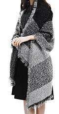 Winter Fashion Women's Warm Big Poncho Thick Style Scarf Patchwork Cape Shawl Stole Scarves Ladies Wraps (Grey)
