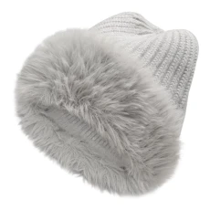 Winter Faux Fur Slouchy Beanie Hat for Women Warm Knit Stretch Cuffed Skull Cap(Solid Gray) Winter Faux Fur Slouchy Beanie Hat for Women Warm Knit Stretch Cuffed Skull Cap(Solid Gray)