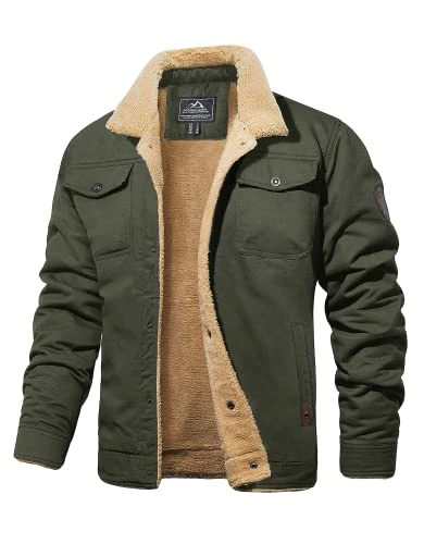 Winter Jackets for Men Casual Winter Parka Jackets Tactical Cargo Trucker Coats Sherpa Lining Jacket