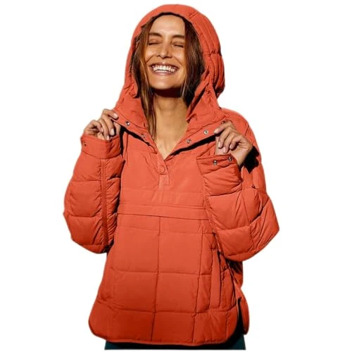Winter Jackets For Women UK Sale Clearance Ladies Solid Color Warm Padded Coat Pullover Puffer Jacket Quilted Lightweight Sleeve Cotton Uniform Hooded Casual Outwear With Pocket