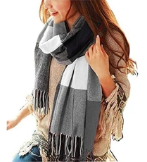 Winter Long Soft Warm Tartan Check Scarves Wraps for women Wool Spinning Tassel Shawl Long Stole, Black, One Size Winter Long Soft Warm Tartan Check Scarves Wraps for women Wool Spinning Tassel Shawl Long Stole, Black, One Size