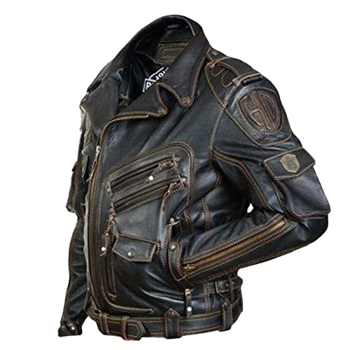 Winter Men's Leather Jacket Fashion Motorcycle PU Epaulette Decoration Zipper Leather Bomber Jacket with Multi Pockets