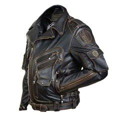 Winter Men's Leather Jacket Fashion Motorcycle PU Epaulette Decoration Zipper Leather Bomber Jacket with Multi Pockets