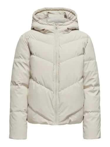 Winter Padded Jacket with Hood Quilted Bomber Cozy Lined Long Sleeve Puffer Elastic Hem, Colours:Sand, Size:M