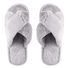 Winter Plush Cross Slipper Coral Fleece Furry Fluffy Open Toe House Shoes for Women Indoor Comfy Slip On Footwear Supply(Grey) Winter Plush Cross Slipper Coral Fleece Furry Fluffy Open Toe House Shoes for Women Indoor Comfy Slip On Footwear Supply(Grey)