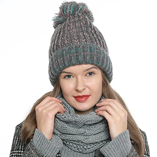 Winter Scarf for Women Knitted Loop Snood knit neck warmer knitting pattern - Light grey