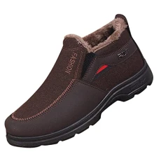 Winter Shoes Men's Lined Work Shoes Men Without Laces, Hiking Shoes Warm Trekking Shoes Non-Slip Walking Shoes Comfortable Casual Shoes Soft Snow Shoes Flat Low Shoes, a, 9 UK