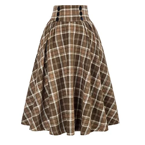 Winter Skirts for Women UK Elasticated Waist Women Fashion Casual Plaid SkirtWith Pockets Vintage High Waist Pleated Skirt Winter Skirts for Women UK Elasticated Waist Yellow