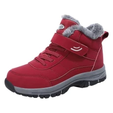 Winter Trainers Men Women Padded Warm Snow Boots Outdoor Shoes High Top Non-Slip Walking Shoes Hiking Shoes Comfortable Classic Leisure Shoes Sports Shoes Fitness Shoes Jogging Shoes, red, 4