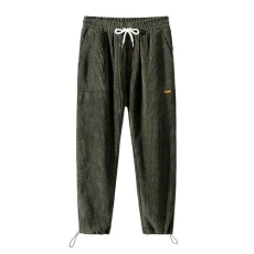 Winter Trousers Men's Corduroy Trousers Men's Jogging Bottoms Plain Lace Up Casual Trousers Men's Jogging Bottoms Lace-Up Corduroy Trousers Winter Jogging Men with Wide Leg and Drawstring, AG,