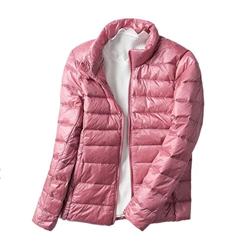Woman Jacket Padded Parka Slim Warm Thicken Winter Jackets Quilted Coat Pink 2XL