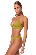 Woman Plain Knit Bikini Set,Olive Green,34 Woman Plain Knit Bikini Set,Olive Green,34