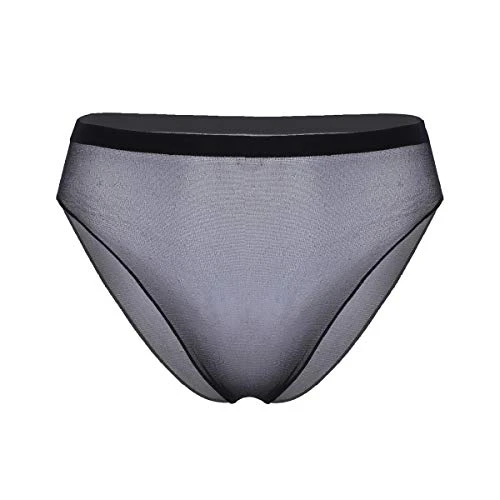 Woman Sexy Seer See-Through Panties Stretchy Bikini Briefs Seamless Thong Underwear Lingerie Black One Size