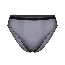 Woman Sexy Seer See-Through Panties Stretchy Bikini Briefs Seamless Thong Underwear Lingerie Black One Size