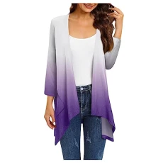 Women 3/4 Sleeve Spring Tops Plus Size Tops Plus Size Clothing for Women Short Sleeve Blouses for Women Tops for Women UK Plus Size Women's Nightdresses & Nightshirts Open Aba(1-Light Purple,XXL)