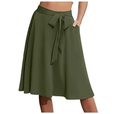Women A-Line Pocket Skirt High Waist Midi Skirts Youth, AG, M Women A-Line Pocket Skirt High Waist Midi Skirts Youth, AG, M