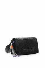 Women Alpha Dortmund Flap 2 Accessories PU Across Body Bag, Black, One Size