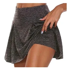 Women Athletic Skorts A-Line Mini Skirt with Shorts Dark Grey Women Athletic Skorts A-Line Mini Skirt with Shorts Dark Grey