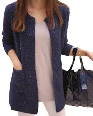 Women Autumn Winter Casual Long Sleeve Knitted Cardigans Coat Jacket Ladies Sweaters Outwear Dark Blue UK 12 Women Autumn Winter Casual Long Sleeve Knitted Cardigans Coat Jacket Ladies Sweaters Outwear Dark Blue UK 12