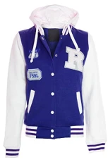 - Women Baseball Varsity Hooded Bomber Jacket with Pockets & Snap Fasteners Closure Plus Size Top Jacket (S (UK 8 EU 36 US 4), Royal) - Women Baseball Varsity Hooded Bomber Jacket with Pockets & Snap Fasteners Closure Plus Size Top Jacket (S (UK 8 EU 36 US 4), Royal)