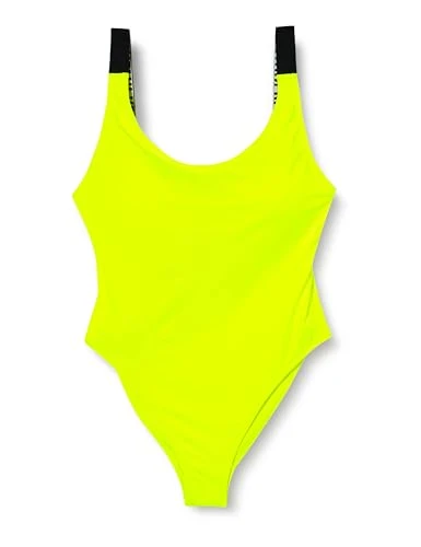 Women Bathing Suit One Piece Low Back, Green (Citrust Burst), M