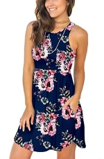 Women Beach Cover up and Wraps Ladies Summer Sleeveless Strapless Beach Sundress Ethnic Bohemian Off Shoulder Floral Printed Bandeau Casual Mini Dress Print Navy 8 Women Beach Cover up and Wraps Ladies Summer Sleeveless Strapless Beach Sundress Ethnic Bohemian Off Shoulder Floral Printed Bandeau Casual Mini Dress Print Navy 8