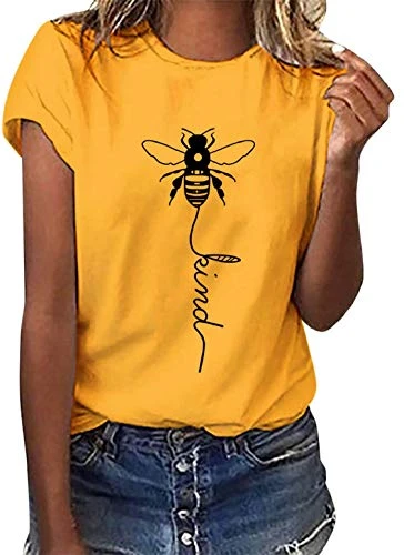 Women Bee Kind T Shirt Ladies Blouse Bee T Shirt Crew Neck T Shirt Graphic T Shirt Women Sho