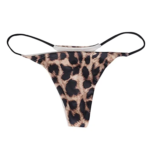 Women Bikini Bottoms High Cut Swim Briefs Cheeky Sexy Bikini Beach Bathing Swimsuit Leopard Print Shorts Bikini Thongs for Women Swimwear Thong Bikini Pants Short Bottoms Khaki