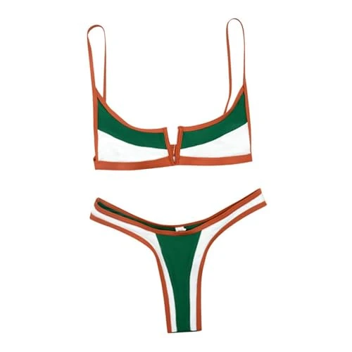 Women Bikini Set Micro Triangle Swimsuit for Swimming Pool Travel Party Ladies, Brown, M