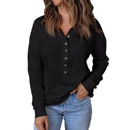 Women Blouse Button Down Plus Size Long Sleeve Top Ribbed Solid Color Sweatshirts Business Work Blou