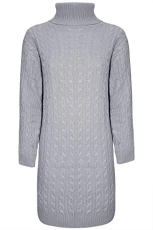 Women Cable Knit Long Sleeve Sweater Jumper Dress Grey Plus Size (UK 16/18) Women Cable Knit Long Sleeve Sweater Jumper Dress Grey Plus Size (UK 16/18)
