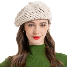 Women Cable Knitted Berets Braided Baggy Beanie Winter Wool Warm Hat Beige Women Cable Knitted Berets Braided Baggy Beanie Winter Wool Warm Hat Beige