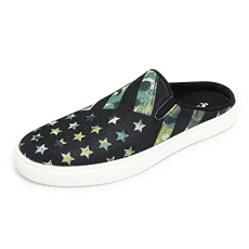 Women Canvas Mules Fashion Sneakers Comfortable Slip-On Mule Backless Travel Shoes, Green-us01, 7 UK